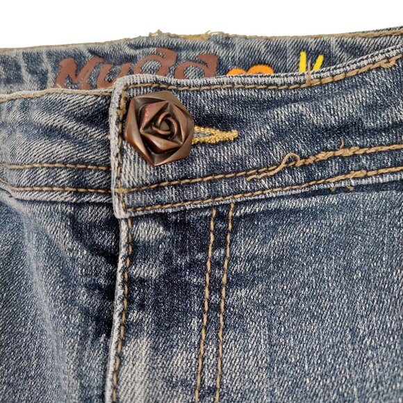 Mudd Jean Shorts Girls 16 Medium Blue Wash Denim Rolled Cuff Pedal Pushers - Picture 3 of 8